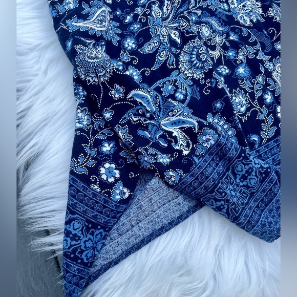 Susan Graver Womens Floral Woven Tie Neck Peasant Tunic Top - Size Med. petite - Picture 10 of 12